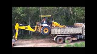 Załadunek JCB 3C na wywrotkę  Loading on the truck [upl. by Somerville464]