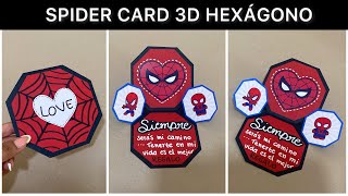 TUTORIAL Carta Spider Card 3D en forma de hexágono  Tarjeta expandible para regalar [upl. by Durning]