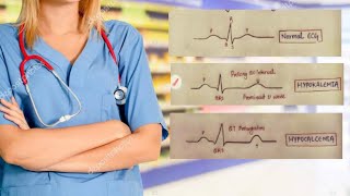 ECG changes in electrolyte imbalance  Normal ECG  Hyperkalemia Hyponatremia [upl. by Bertsche]