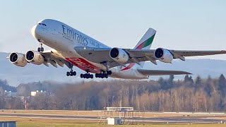 2 x A380 Takeoff Flughafen Zürich ☀️ 🌧 ☔️ [upl. by Haerr620]