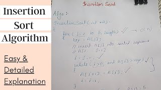 DAA Session 12 Insertion Sort Algorithm  Algorithm explanation with example  Time Complexity [upl. by Haleemak498]