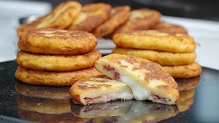 CORNED BEEF Mozzarella Stuffed POTATO Pancakes [upl. by Anikram]