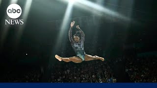 Simone Biles soars in Paris Olympics comeback [upl. by Sinnaiy]