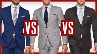 BLUE vs GRAY Suits  Which Suit Is Better Charcoal vs Black vs Navy vs Blue [upl. by Eicart397]