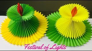 Paper Craft  Diwali Decoration Ideas  Paper Crafts For School  Lamp Making At Home [upl. by Vanna]