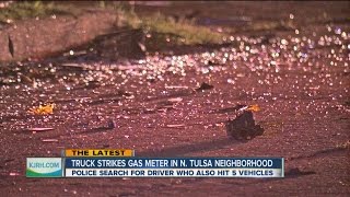 Truck hits gas meter in north Tulsa neighborhood [upl. by Euqnomod]