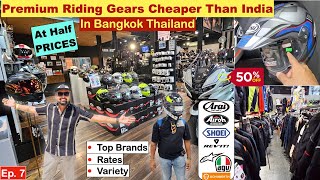 TOP RIDING GEARS AT HALF PRICES IN BANGKOK  Rates amp Full Tour Arai Shoei Airoh AGV Alpinestars etc [upl. by Enovaj]