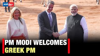 Greece PM India Visit Greek PM receives ceremonial welcome at Rashtrapati Bhavan [upl. by Kirsti]