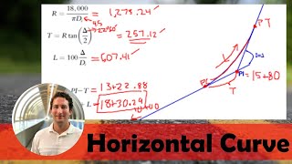 Horizontal Curve Example Problem for Highway Alignment [upl. by Devine571]