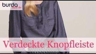 burda style – Verdeckte Knopfleiste nähen [upl. by Marybella140]