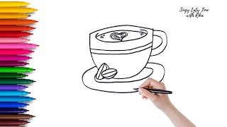 COFFEE DRAWING ☕  EASY  SIMPLE  CUTE [upl. by Aiset]