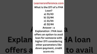 DTI of FHA Loan 108 Shorts [upl. by Solracesoj]