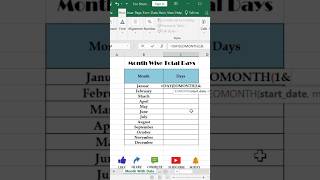 Month wise total date excel tricks shorts short [upl. by Kealey]