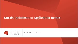 Gurobi Optimization Application Demos [upl. by Htnnek]