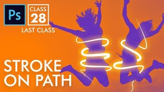 Stroke on Path Adobe Photoshop for Beginners  Last Class 28  Urdu  Hindi [upl. by Nnasor]