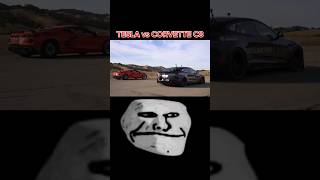 Tesla Model S Plaid vs CORVETTE C8😈🗿🗿shorts tesla plaid corvette c8 [upl. by Auqeenahs264]