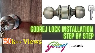 Godrej Cylindrical Lock Installation  Step by Step Installation  Round Lock for Door [upl. by Malanie]