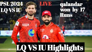 Lahore qalandar vs Islamabad united Psl 2024 LQ VS IU HighlightsCricket Rush6 March 2024 [upl. by Colbert]