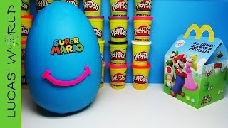 Giant SUPER MARIO Happy Meal PLAY DOH Surprise Egg with ALL EUROPEAN Toys amp Figures EDITION 2 [upl. by Susejedesoj799]