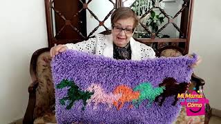 Cap 6 Cómo hacer un tapete de estambre tejido sobre malla Handmade rug [upl. by Suelo145]