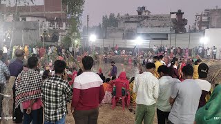 Chatth Puja 2024  Aarya Chatth Ghat Balrampur ITI Azamgarh  Morning time [upl. by Reffotsirk]