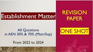 One Shot Revision of Establishment AEN 2022 to 2024ertrivendrakumarldce2025 [upl. by Llezo885]