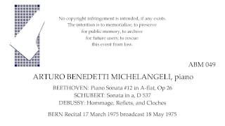 BERN Recital Arturo Benedetti Michelangeli piano 17 March 1975 [upl. by Ogdan]