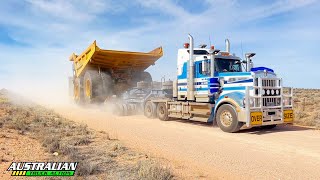 2 Kenworths hauling 2 oversize Caterpillar 777F dump trucks [upl. by Astera]