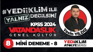 2024 KPSS VATANDAŞLIK MİNİ DENEME 8 [upl. by Akenit]