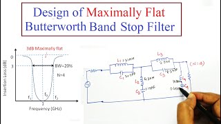 Design of prototype of band stop filter BSF for maximally flat  Butterworth response N4 [upl. by Georgianne]