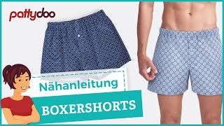 HerrenBoxershorts selber nähen aus Webware mit Anleitung für DamenSchlafshorts mit FakeSchlitz [upl. by Noteek21]