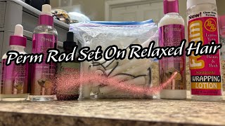 VLOG 04  PERM ROD SET ON RELAXED HAIR [upl. by Notsirk]