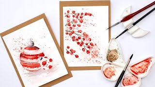 Watercolor holiday cards for beginners [upl. by Eaneg]