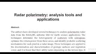 Radar polarimetry analysis tools and applications [upl. by Rezal692]