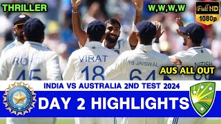 India vs Australia 2nd Test Day 2 Highlights 2024  IND vs AUS 2nd Test Day 2 Highlights 2024 [upl. by Alice565]