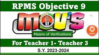 MOVs for RPMS Objective 9 for T1  T3 Set Achievable Learning Outcomes II SY 20232024 [upl. by Aw]