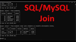 SQLMySQL Join  What is Join in SQL  Types of Join in SQL  Inner Outer Left Right Cross Join [upl. by Ot]