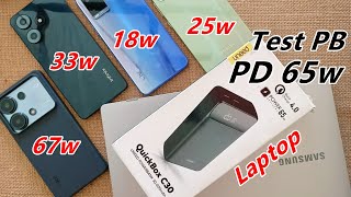 Charging Test Powerbank PD 65 Watt Buat Laptop dan Hp Turbo Charging Super Charger [upl. by Awjan]