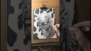 Timelapse Ink Drawing Sketch Of Barlow Vampire Salems Lot [upl. by Enedan718]