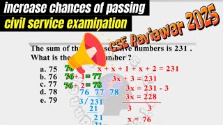 Civil Service Exam Reviewer 2025  Answer How to solve for the largest [upl. by Ojytteb523]