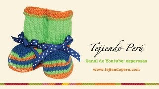 Zapatitos de colores para bebes tejidos en dos agujas o palitos [upl. by Alyakcim]