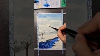 Winter landscape Watercolor painting ❄️art ytart artwork winter christmas short shorts MDNB🖤 [upl. by Yehtomit]