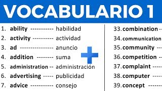 Vocabulario en inglés con pronunciación lección 1 de 8 200 palabras en inglés y español [upl. by Alliehs]