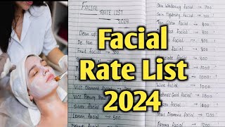 Facial rate List 2024 at Beauty parlour facial price list 2024 beauty parlour rate List 2024 [upl. by Letha696]