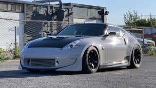 700WHP TwinTurbo 370z STOCK BLOCK HITS STREETS  TOMEI EXHAUST [upl. by Salohci]