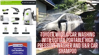 Toyota Wigo G Car Washing with Lutian Portable High Pressure Washer and SampR Car Shampoo [upl. by Delmor]