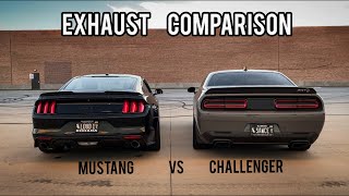 Mustang GT vs Challenger Hellcat  exhaust sound comparison [upl. by Culley]