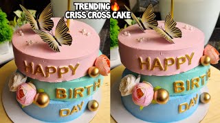 🔥Trending Criss Cross CakeAsymmetrical Cake Recipe MalayalamSanusWorldtrendingcakerecipe [upl. by Omrellug974]