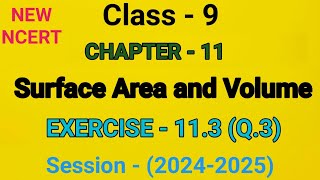 Class 9 Maths  Exercise  113Q3  Chapter 11  SURFACE AREA AND VOLUME NEW NCERT 20242025 [upl. by Abbot]