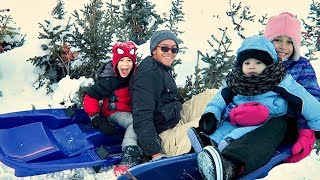 SNOW SLEDDING KIDS  Baby play in SNOW for first time ❄❄❄⛷ [upl. by Joelly381]